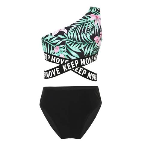 IEFIEL Maillot de Bain Fille Shorty Pieces Enfant Tankini Bikini Floral Lys Débardeur et Short
