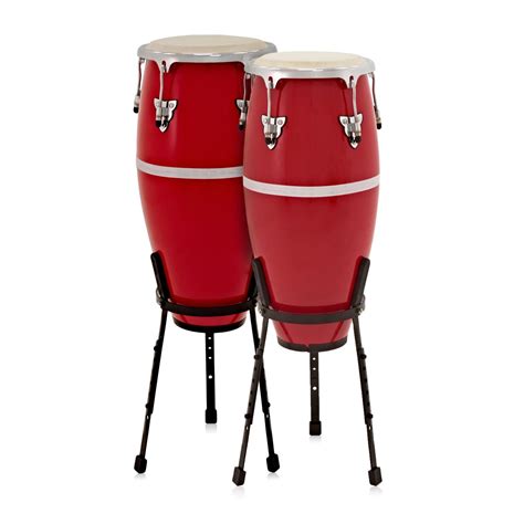 Fibreglass Conga Drums 10" + 11" Set with Stands by Gear4music at Gear4music