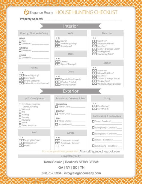 House Hunting Checklist