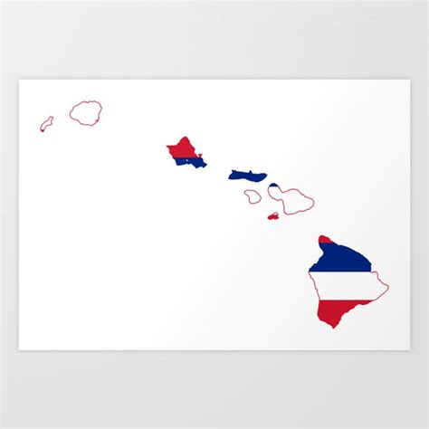 Flag Map Of Hawaii Art Print By Ofmany Society6