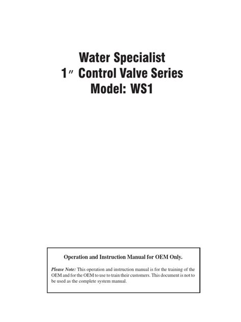 Clack Ws1 Sf 0844 Water Softener Operation And Instruction Manual En Pdf Plumbing Soldering