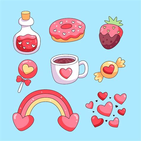 Conjunto De Elementos De Dibujos Animados De Amor Vector Gratis