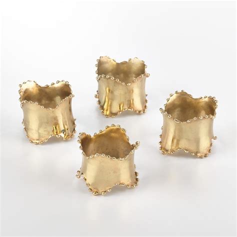 Saro Lifestyle Classic Design Napkin Rings Set Of 4 Gold Set Of 4