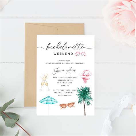 Bikini Bachelorette Party Invitation Template Tropical Etsy