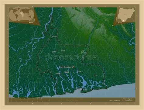 R Os Nigeria F Sico Puntos Etiquetados De Ciudades Foto De Archivo