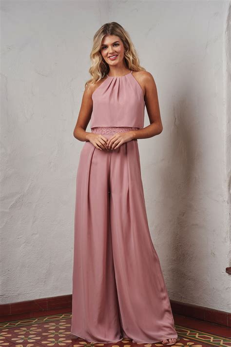 P Charlotte Chiffon Lace Bridesmaid Jumpsuit With High Jewel