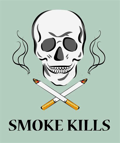 Smoke Kills Poster Smoking Harm Concept Skull With Crossed Cigarettes