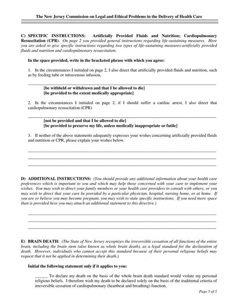 New Jersey Advance Directive For Health Care Form Fill Out Sign