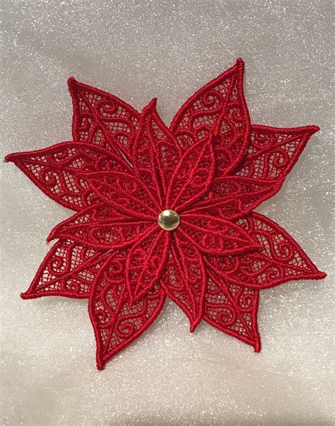 D Poinsettia Free Standing Lace A Finished Embroidery Product Not A