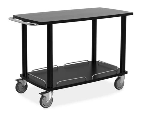 Series Black Two Tier Wooden Service Trolley