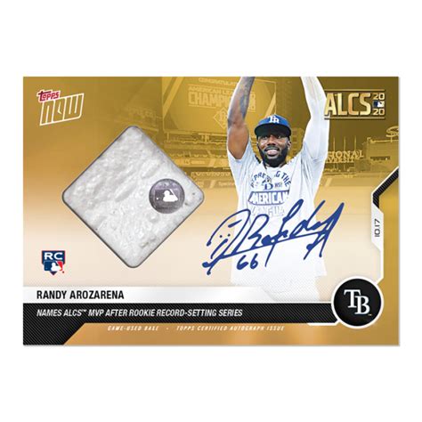 On Card Auto Relic To 1 Randy Arozarena Mlb Topps Now® Card 435e