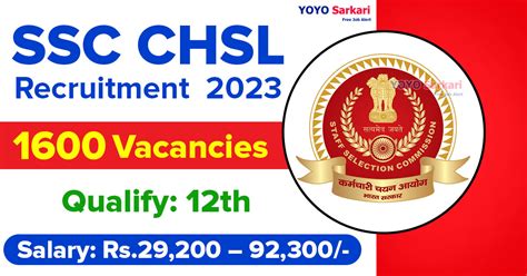 SSC CHSL Notification 2023 Opening For 1600 LDC DEO Posts Apply