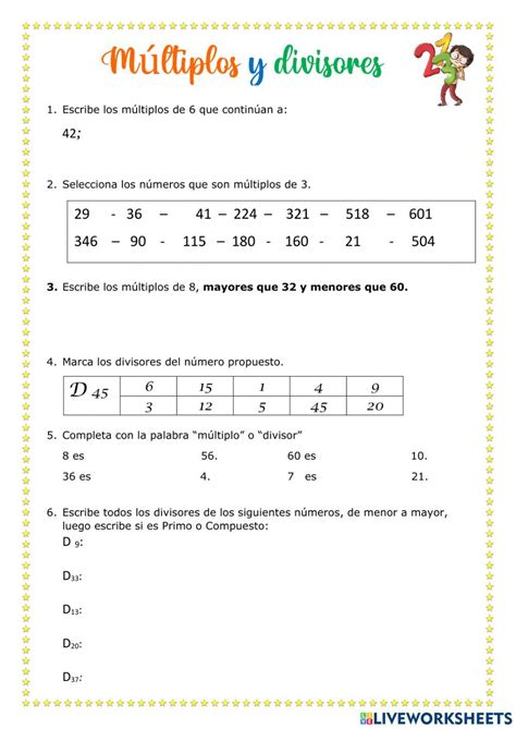 Multiplos Y Divisores 6to Primaria