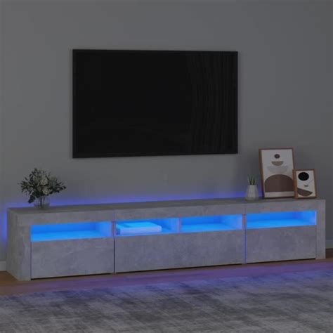 Pwshymi Meuble Tv Avec Lumi Res Led Gris B Ton X X Cm