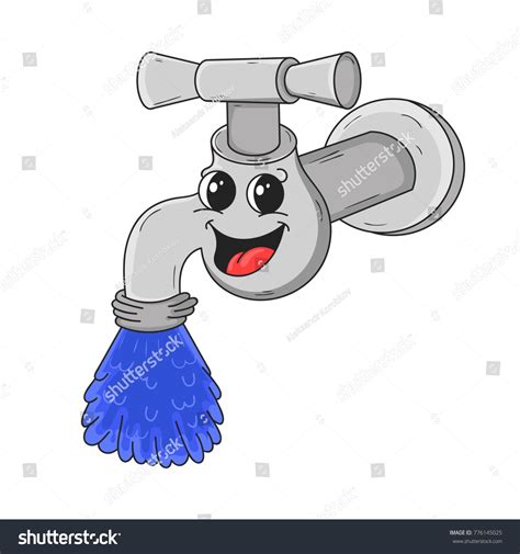 Funny Cartoon Water Faucet Vector Illustration Stock Vector Royalty