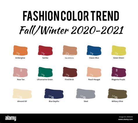 Fashion Color Trend Autumn Winter 2020 2021 Trendy Colors Palette