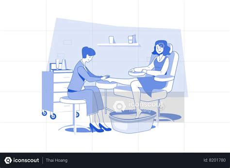 Best Woman Receiving Foot Massage Service From Masseuse Illustration