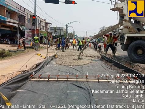 Bpjn Iv Jambi Cor Beton Jalan Di Simpang Tanjung Lumut Dan Simpang Gado