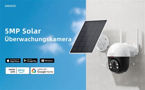 Dekco 5mp Solar Überwachungskamera Aussen Akku 360 Grad Schwenkbare