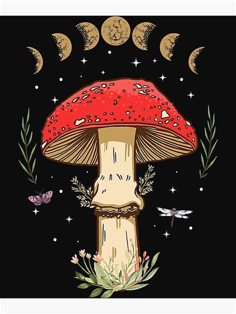 Dark Academia Cottagecore Aesthetic Magical Mushroom Fungi Poster By