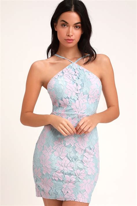 Cute Light Blue and Pink Dress - Lace Dress - Mini Dress - Lulus