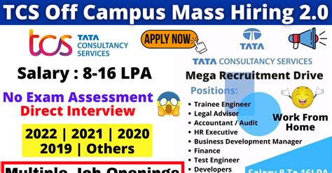 Tcs Mega Off Campus Recruitment Drive 2022 Multiple Job Roles Be