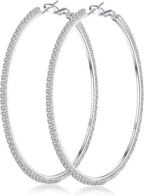 Sterling Silver Hoop Earrings 50mm Omnia