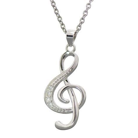 Paialco Sterling Silver Music Note G Treble Clef Charm Pendant