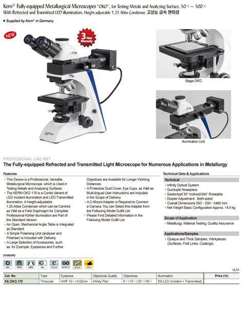 Daihan Science Kern Fully Equipped Metallurgical Microscopes Oko For