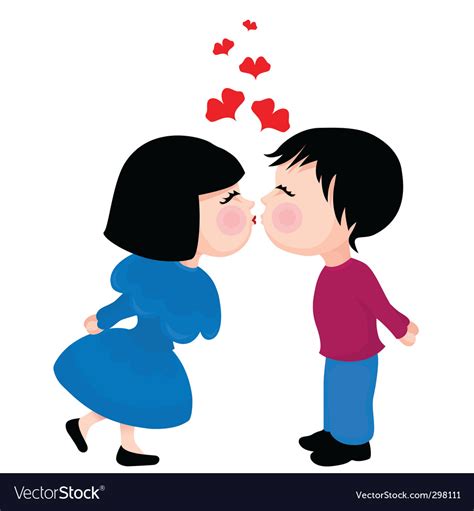 Cute Kissing Couple Royalty Free Vector Image Vectorstock