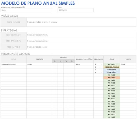 Modelo De Planejamento Anual - Modelos gratuitos de planejamento e plano anual