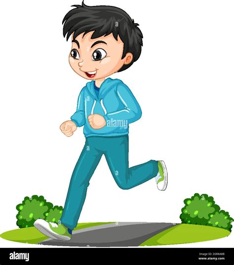 Boy doing running exercise cartoon character isolated Stock Vector ...