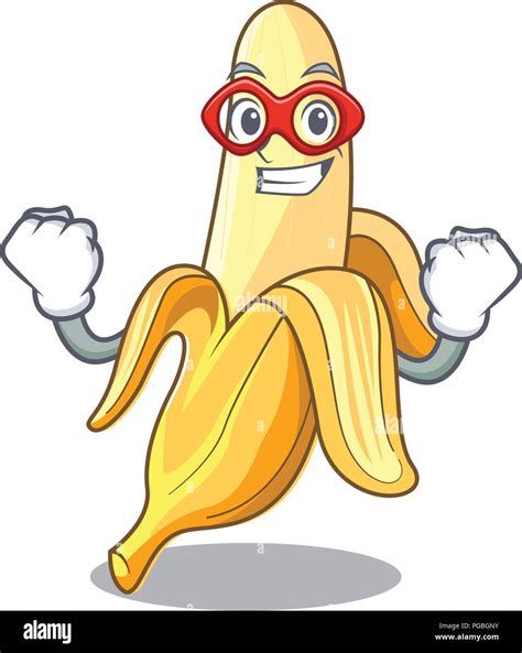 Super Hero Character Banana In The Fruit Market Vector Illustration