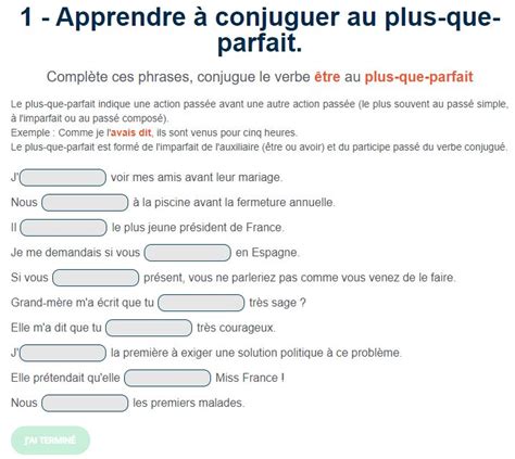 Exercice De Conjugaison Le Verbe être Au Plus Que Parfait Verbe