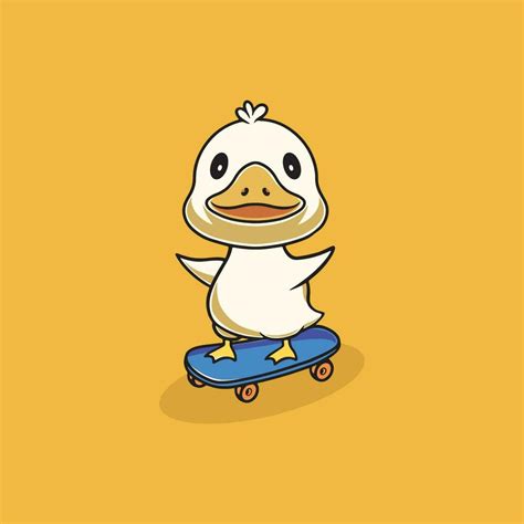 Cute Duck Playing Skateboard Illustration Vector Art At Vecteezy