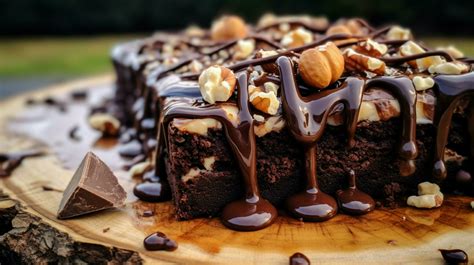 Indulgent Homemade Brownie Slice With Fudge Sauce 32942009 Stock Photo