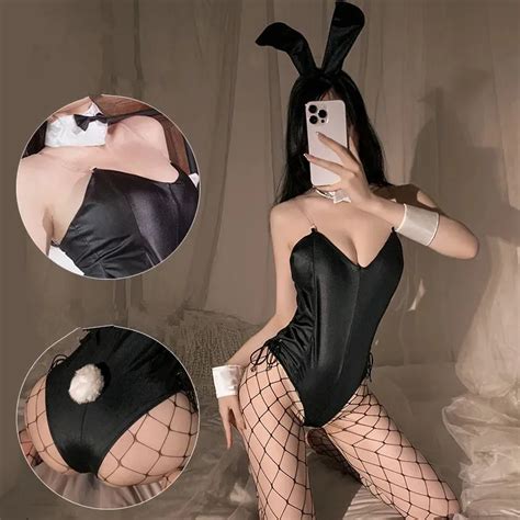 Bunny Girl Sexy Lingerie Anime Cosplay Costume Rabbit Bodysuit Erotic Outfit Wrapped Chest Sweet