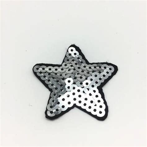 Aliexpress Buy Pcs Silver Star Iron On Sequins Patches Badge