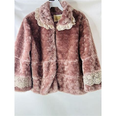 S Frilly Lace Plush Teddy Bedside Lingerie Jacket Pink Coquette Vintage Lingerie Jacket