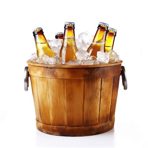 Premium Photo Cold Bottles Of Beer In A Bucket With Ice On A Wood On