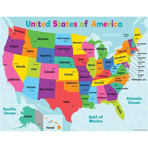 Colorful United States of America Map Chart - TCR7492 | Teacher Created ...