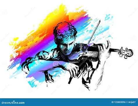 Jogador Do Violino Concerto Da Música Clássica Ilustração Desenhado à