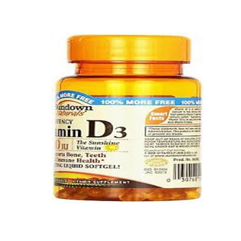 Sundown Naturals High Potency D3 Vitamin D 1000 Iu Softgels 200 Ea Pa Nz