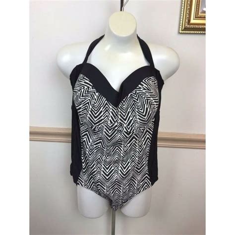 Merona Swim Merona Black White Geometric One Piece Swim Suit Xl