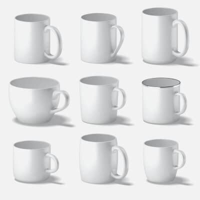 10 Ceramic Mugs Shapes - White Mugs 3D Model by rebrandy