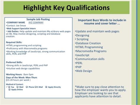 Sample Resume Key Qualifications