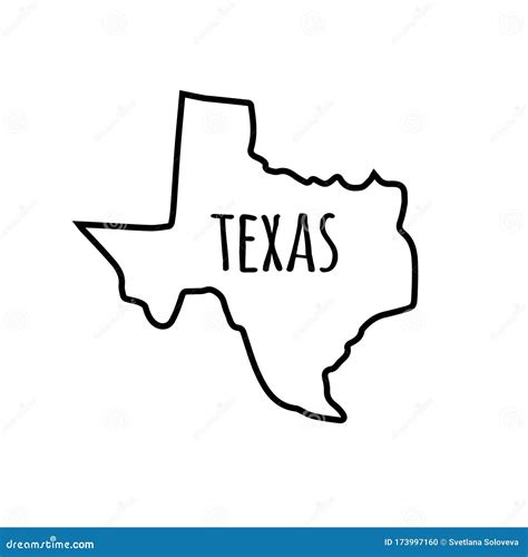 Vector Outline Hand Drawn Texas State Map Stock Vector Illustration