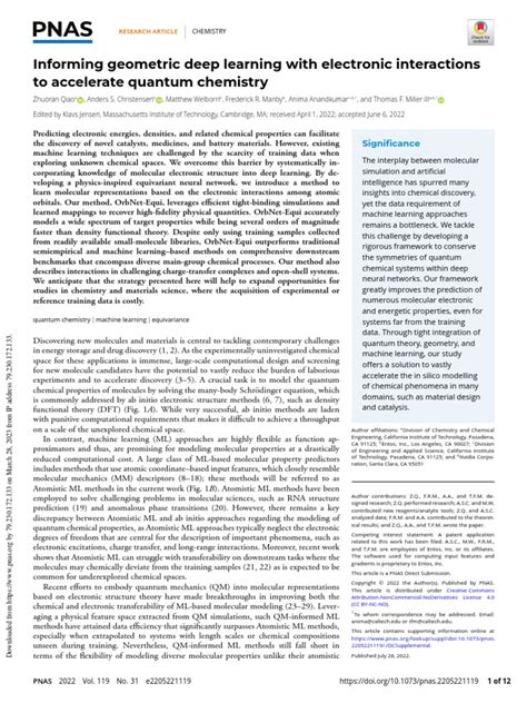 Informing Geometric Deep Learning With Electronic Interactions To