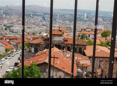 Ankara view from inside the Ankara castle, behind the railings Stock ...