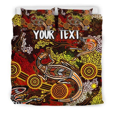 AIO Pride Custom Text Aboriginal 3 Piece Duvet Cover Set Kangaroo And